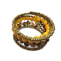 Golden Sun Spiral – Acai Seed Bracelet