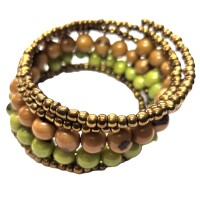 Soft Green Forest Spiral – Acai Seed Bracelet