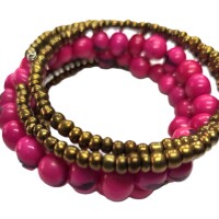 Pink Bloom Spiral – Acai Seed Bracelet