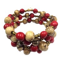 Natural Red Contrast Spiral – Acai Seed Bracelet