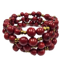 Classic Red Rhythm Spiral – Acai Seed Bracelet