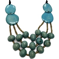 Golden Orchid Meadow – Artisan Vegan Ivory Necklace